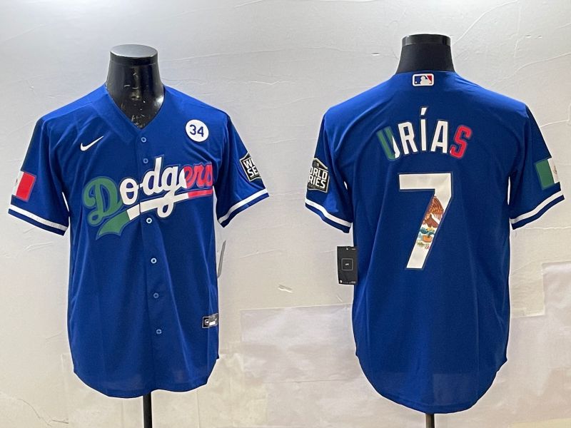 Men Los Angeles Dodgers #7 Urias Blue Fashion 2025 Nike MLB Jersey style 3